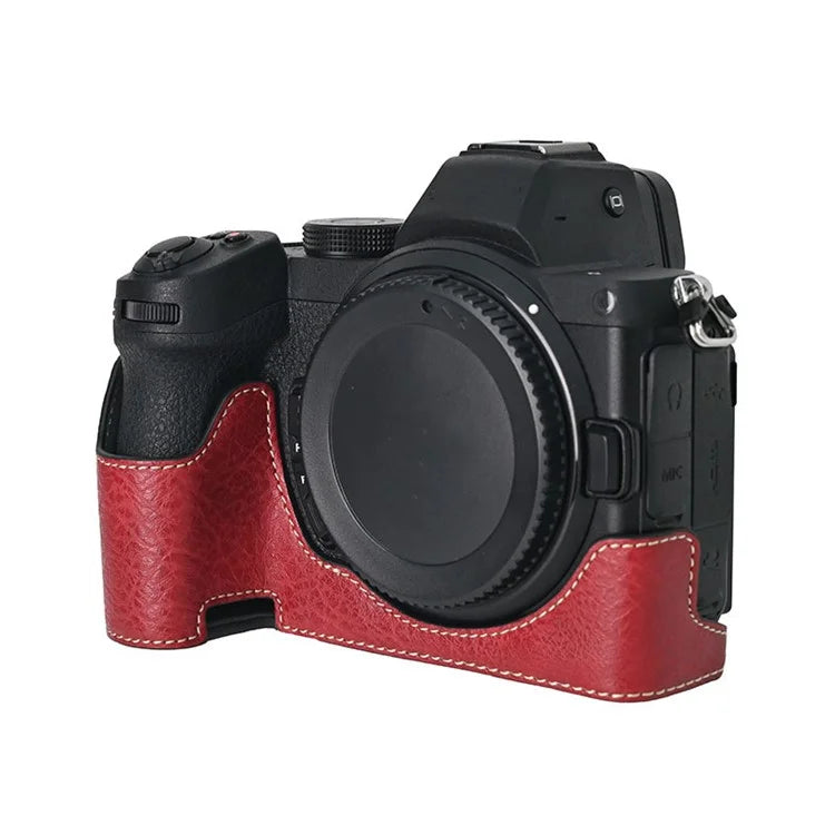For Nikon Z 5 / Z 6 II / Z 7 II Camera Case with Shoulder Strap Large Cutout Litchi Texture PU Protective Cover
