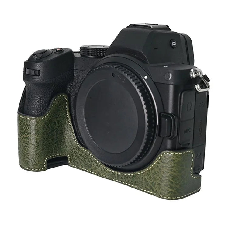For Nikon Z 5 / Z 6 II / Z 7 II Camera Case with Shoulder Strap Large Cutout Litchi Texture PU Protective Cover