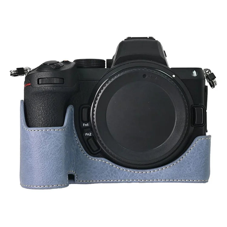 For Nikon Z 5 / Z 6 II / Z 7 II Camera Case with Shoulder Strap Large Cutout Litchi Texture PU Protective Cover