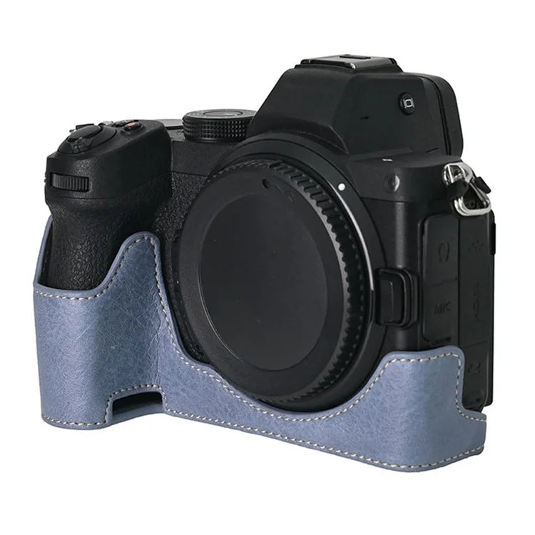 For Nikon Z 5 / Z 6 II / Z 7 II Camera Case with Shoulder Strap Large Cutout Litchi Texture PU Protective Cover