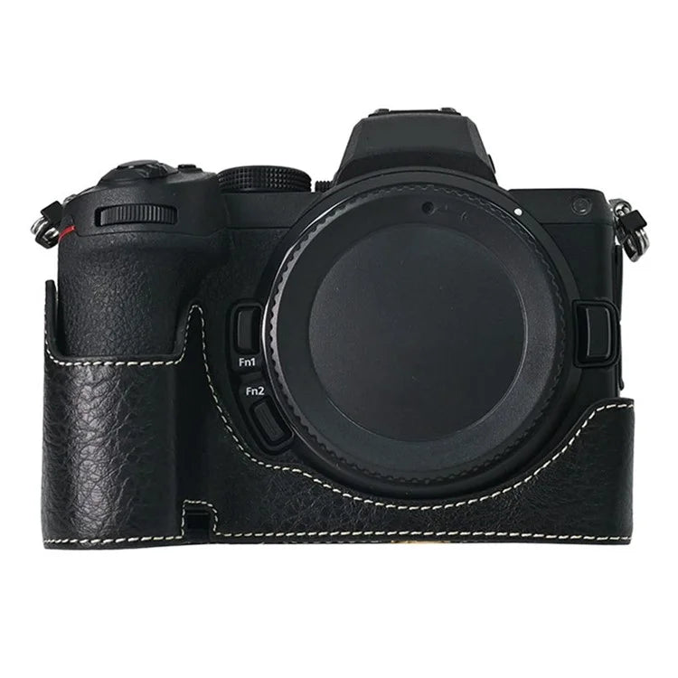For Nikon Z 5 / Z 6 II / Z 7 II Camera Case with Shoulder Strap Large Cutout Litchi Texture PU Protective Cover