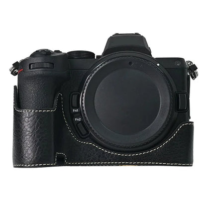 For Nikon Z 5 / Z 6 II / Z 7 II Camera Case with Shoulder Strap Large Cutout Litchi Texture PU Protective Cover