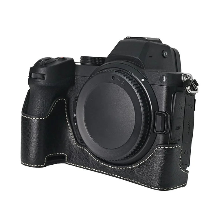 For Nikon Z 5 / Z 6 II / Z 7 II Camera Case with Shoulder Strap Large Cutout Litchi Texture PU Protective Cover
