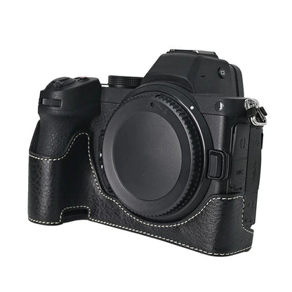 For Nikon Z 5 / Z 6 II / Z 7 II Camera Case with Shoulder Strap Large Cutout Litchi Texture PU Protective Cover