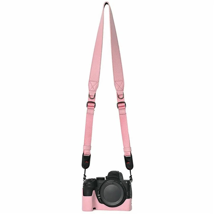 For Nikon Z 5 / Z 6 II / Z 7 II Camera Case Large Opening Genuine Cow Leather Protector with Shoulder Strap