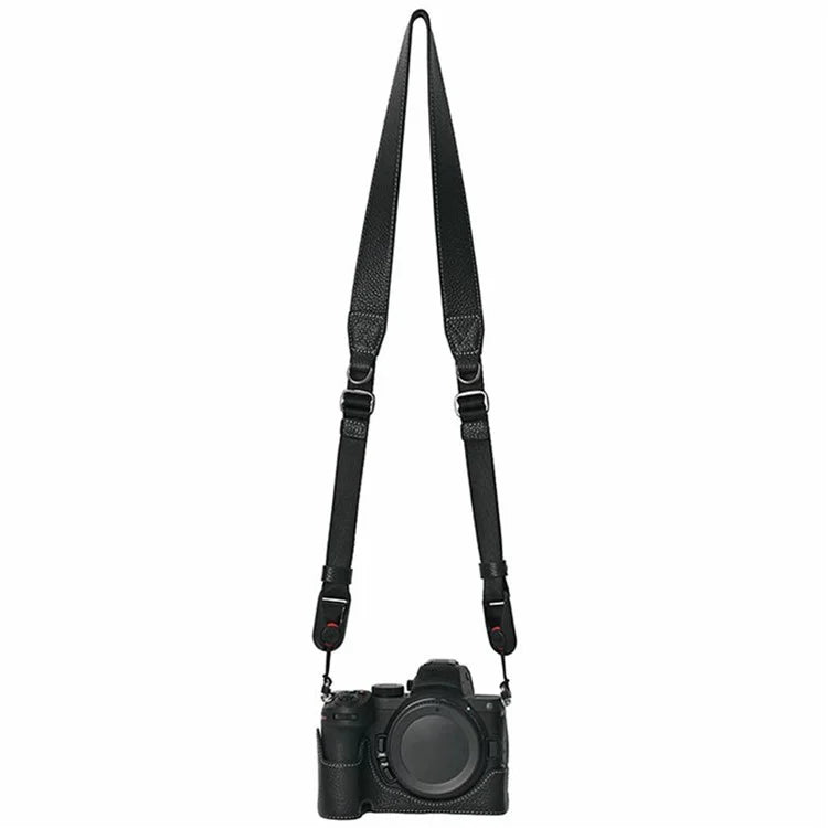 For Nikon Z 5 / Z 6 II / Z 7 II Camera Case Large Opening Genuine Cow Leather Protector with Shoulder Strap
