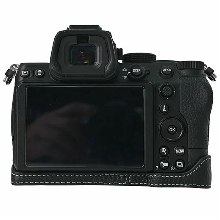 For Nikon Z 5 / Z 6 II / Z 7 II Camera Case Large Opening Genuine Cow Leather Protector with Shoulder Strap