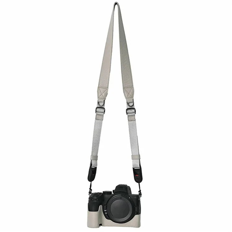 For Nikon Z 5 / Z 6 II / Z 7 II Camera Case Large Opening Genuine Cow Leather Protector with Shoulder Strap