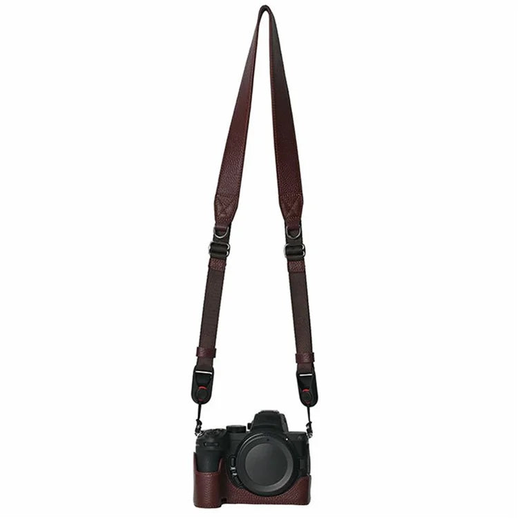 For Nikon Z 5 / Z 6 II / Z 7 II Camera Case Large Opening Genuine Cow Leather Protector with Shoulder Strap