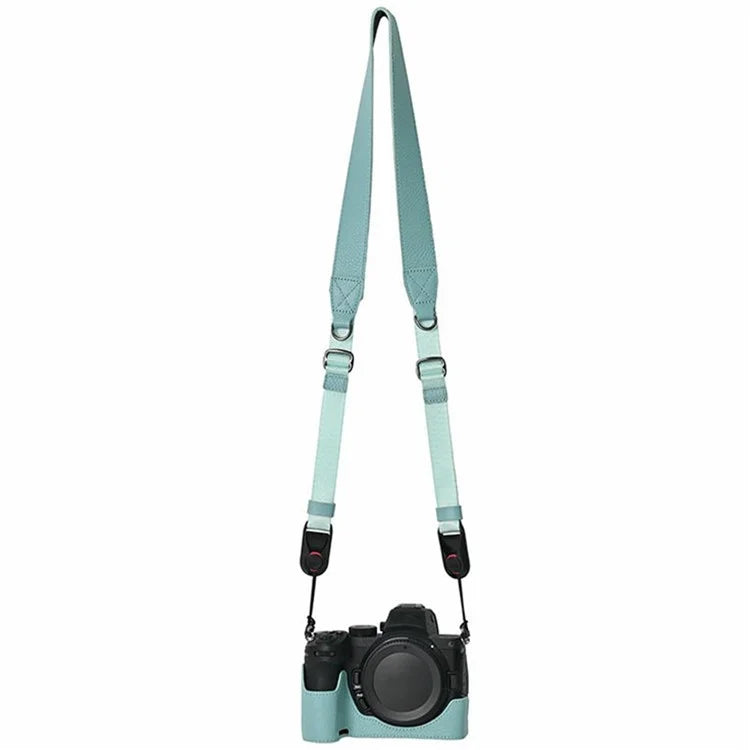 For Nikon Z 5 / Z 6 II / Z 7 II Camera Case Large Opening Genuine Cow Leather Protector with Shoulder Strap