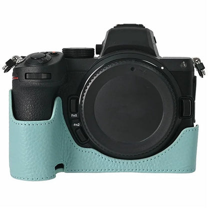 For Nikon Z 5 / Z 6 II / Z 7 II Camera Case Large Opening Genuine Cow Leather Protector with Shoulder Strap