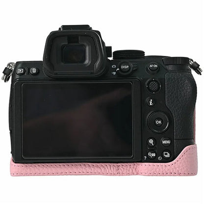 For Nikon Z 5 / Z 6 II / Z 7 II Camera Case Large Opening Genuine Cow Leather Protector with Wrist Strap