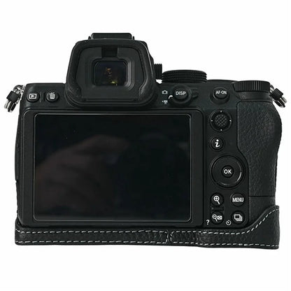 For Nikon Z 5 / Z 6 II / Z 7 II Camera Case Large Opening Genuine Cow Leather Protector with Wrist Strap