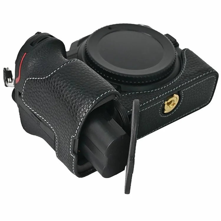 For Nikon Z 5 / Z 6 II / Z 7 II Camera Case Large Opening Genuine Cow Leather Protector with Wrist Strap