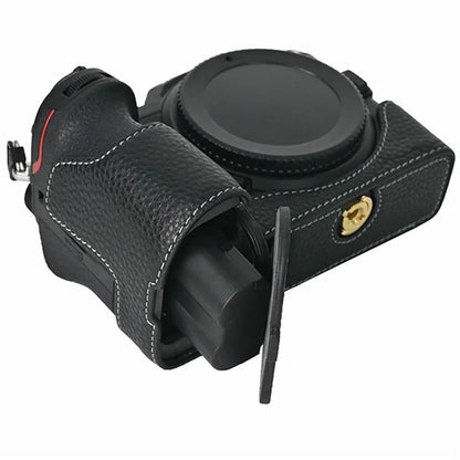 For Nikon Z 5 / Z 6 II / Z 7 II Camera Case Large Opening Genuine Cow Leather Protector with Wrist Strap