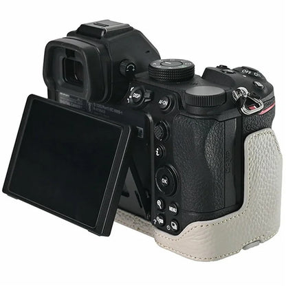 For Nikon Z 5 / Z 6 II / Z 7 II Camera Case Large Opening Genuine Cow Leather Protector with Wrist Strap