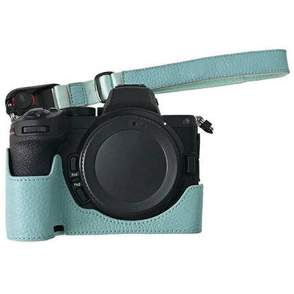 For Nikon Z 5 / Z 6 II / Z 7 II Camera Case Large Opening Genuine Cow Leather Protector with Wrist Strap