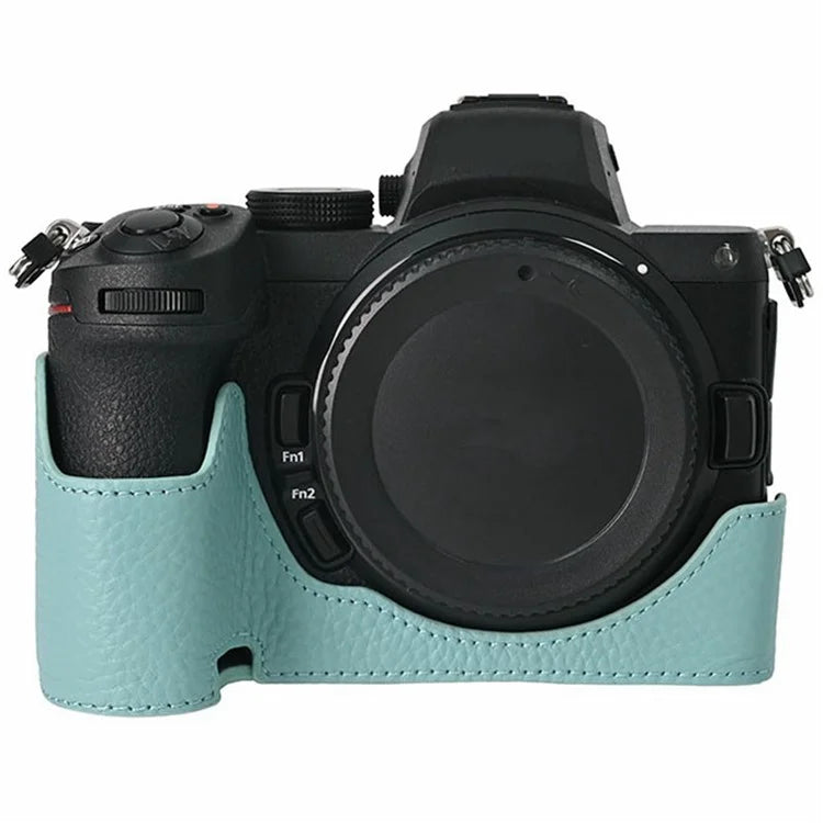 For Nikon Z 5 / Z 6 II / Z 7 II Camera Case Large Opening Genuine Cow Leather Protector with Wrist Strap
