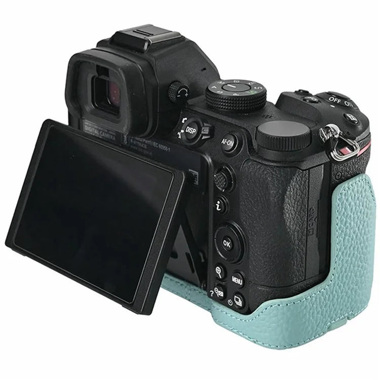 For Nikon Z 5 / Z 6 II / Z 7 II Camera Case Large Opening Genuine Cow Leather Protector with Wrist Strap