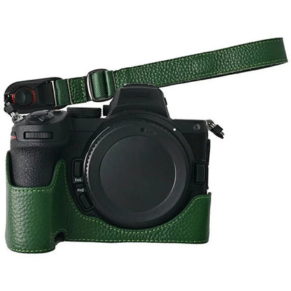 For Nikon Z 5 / Z 6 II / Z 7 II Camera Case Large Opening Genuine Cow Leather Protector with Wrist Strap