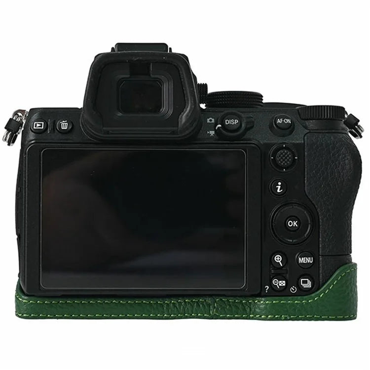 For Nikon Z 5 / Z 6 II / Z 7 II Camera Case Large Opening Genuine Cow Leather Protector with Wrist Strap