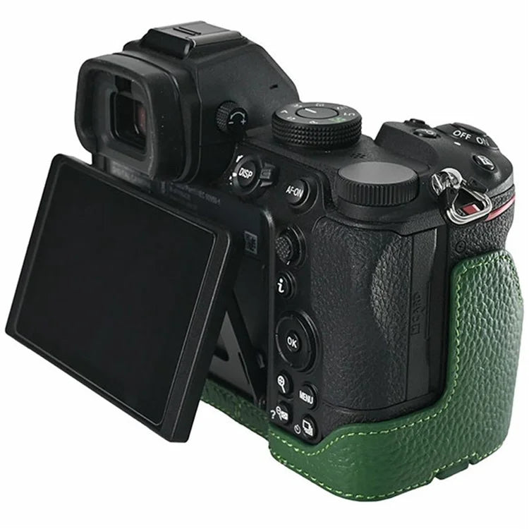 For Nikon Z 5 / Z 6 II / Z 7 II Camera Case Large Opening Genuine Cow Leather Protector with Wrist Strap