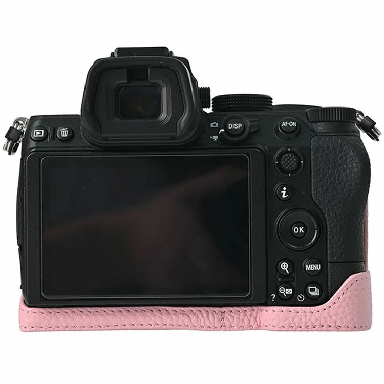 For Nikon Z 5 / Z 6 II / Z 7 II Camera Case Large Cutout Genuine Cow Leather Protective Cover