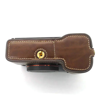 For Sony A7C PU Leather Camera Cover Half Protective Bottom Case with Battery Opening Design