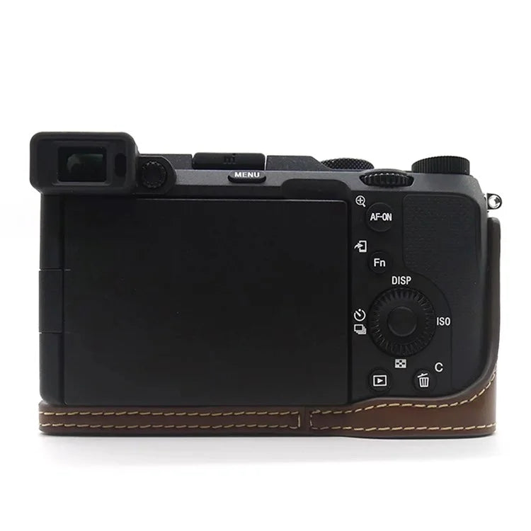 For Sony A7C PU Leather Camera Cover Half Protective Bottom Case with Battery Opening Design