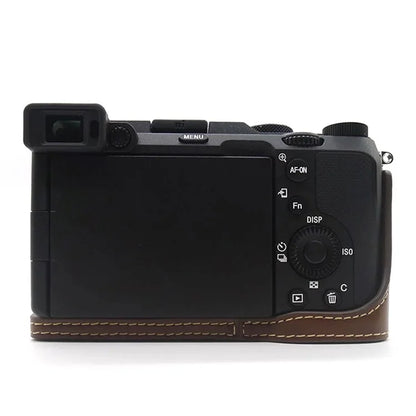 For Sony A7C PU Leather Camera Cover Half Protective Bottom Case with Battery Opening Design
