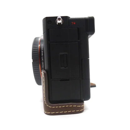 For Sony A7C PU Leather Camera Cover Half Protective Bottom Case with Battery Opening Design