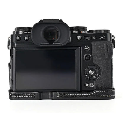 For Fujifilm X-T5 Camera PU Leather Protective Case Battery Opening Design Half Body Cover with Hand Strap
