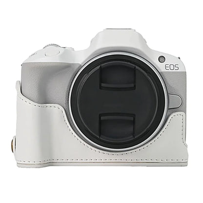 For Canon EOS R50  /  R100 Camera Bottom Sleeve Large Opening Design PU Leather Half Body Case