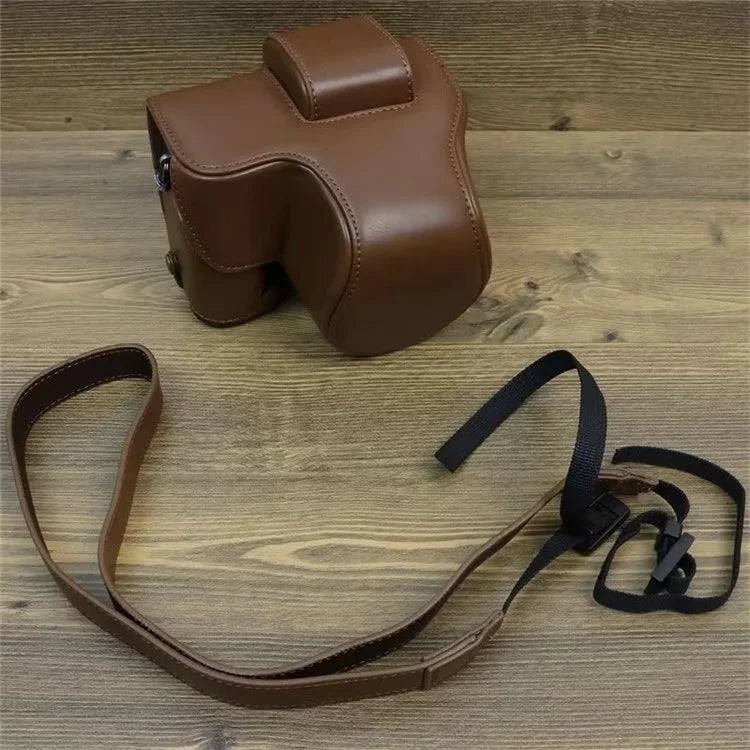 For Fujifilm X-S20 PU Leather Camera Bag Battery Opening Anti-drop Case with Shoulder Strap