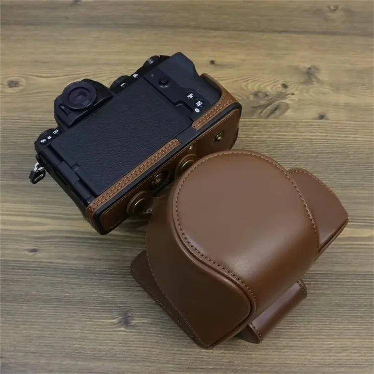 For Fujifilm X-S20 PU Leather Camera Bag Battery Opening Anti-drop Case with Shoulder Strap