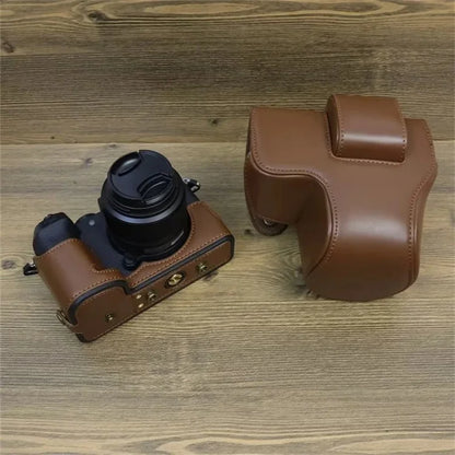 For Fujifilm X-S20 PU Leather Camera Bag Battery Opening Anti-drop Case with Shoulder Strap