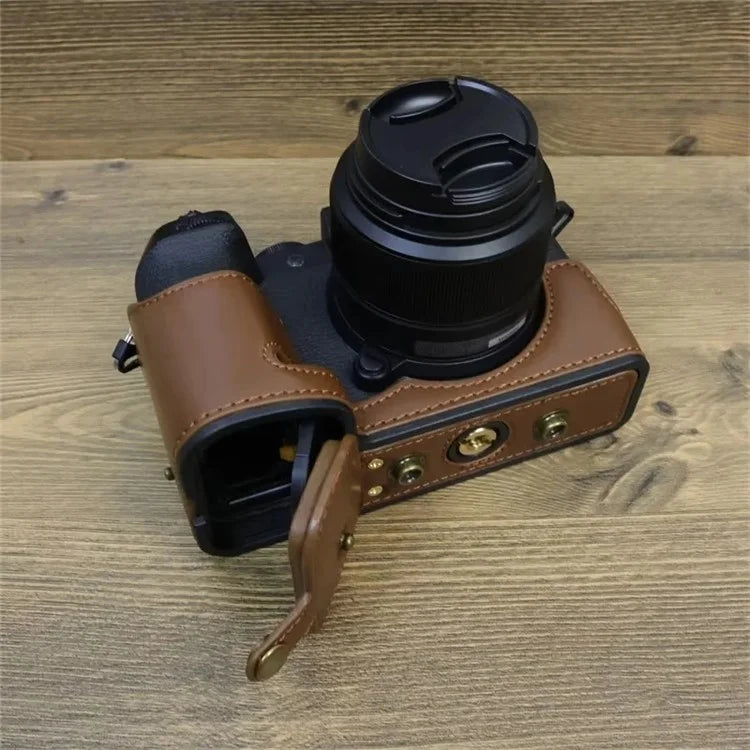 For Fujifilm X-S20 PU Leather Camera Bag Battery Opening Anti-drop Case with Shoulder Strap