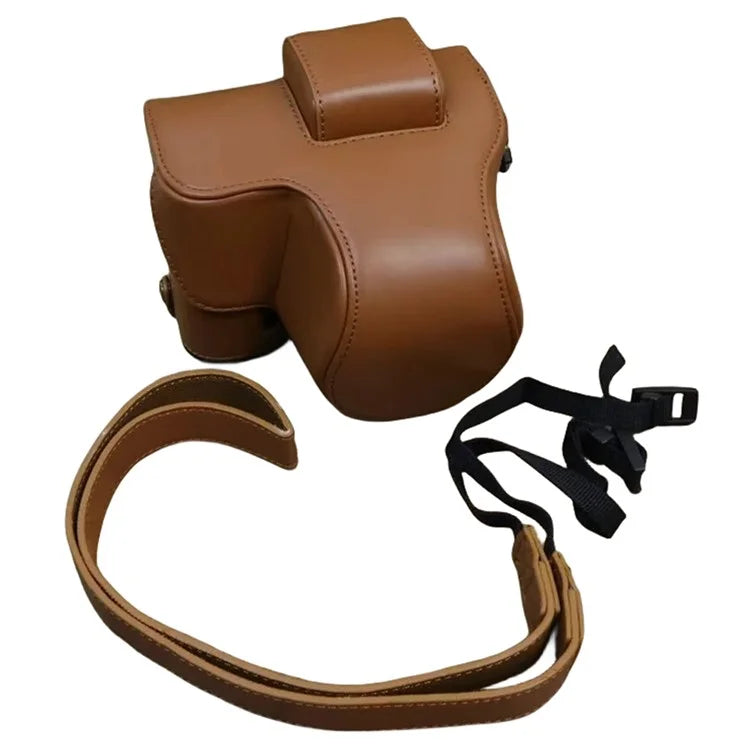 For Fujifilm X-S20 PU Leather Camera Bag Battery Opening Anti-drop Case with Shoulder Strap