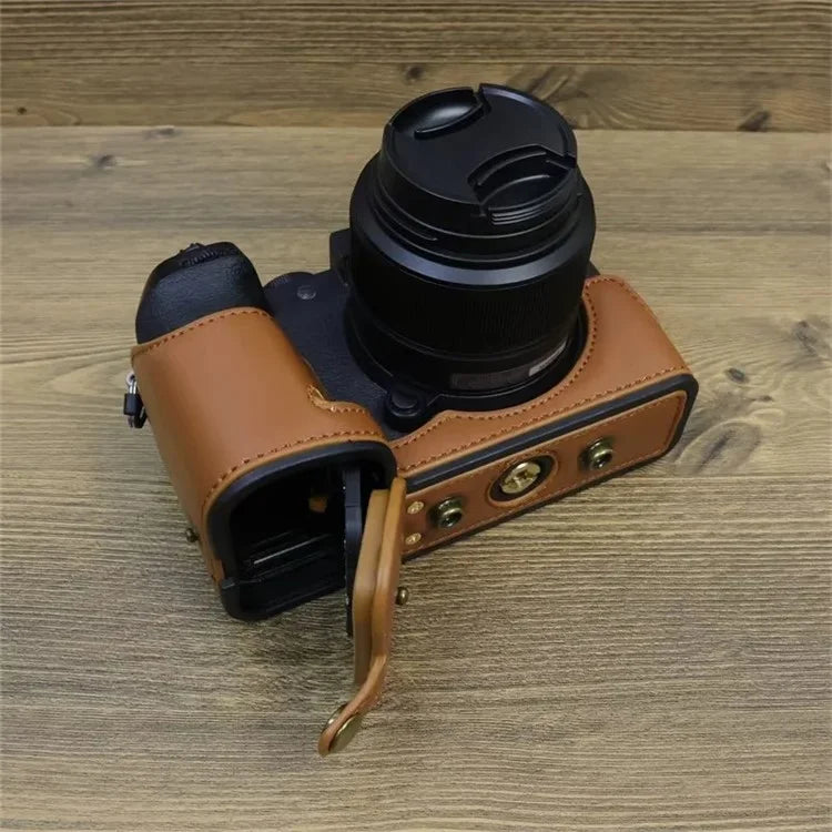 For Fujifilm X-S20 PU Leather Camera Bag Battery Opening Anti-drop Case with Shoulder Strap