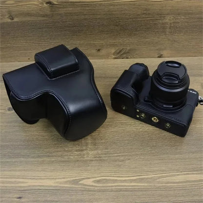 For Fujifilm X-S20 PU Leather Camera Bag Battery Opening Anti-drop Case with Shoulder Strap