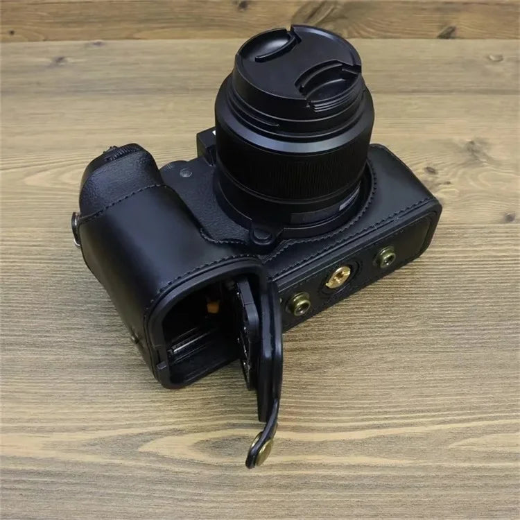 For Fujifilm X-S20 PU Leather Camera Bag Battery Opening Anti-drop Case with Shoulder Strap