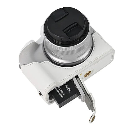 For Canon EOS R50  /  R100 PU Leather Bottom Case Half Body Camera Cover with Wrist Strap