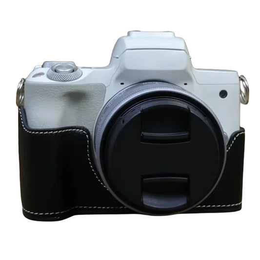 For Canon EOS M50 Mark II PU Leather Bottom Case Half Body Camera Protection Cover