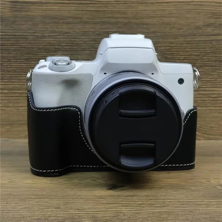 For Canon EOS M50 Mark II PU Leather Bottom Case Half Body Camera Protection Cover