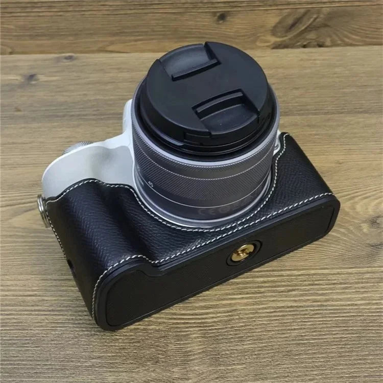 For Canon EOS M50 Mark II PU Leather Bottom Case Half Body Camera Protection Cover