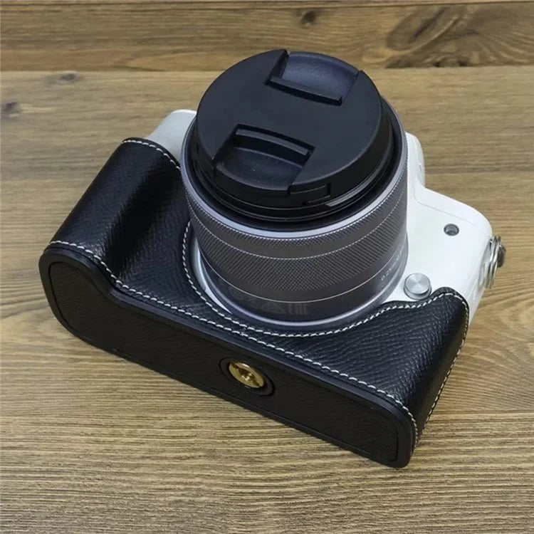 For Canon EOS M50 Mark II PU Leather Bottom Case Half Body Camera Protection Cover