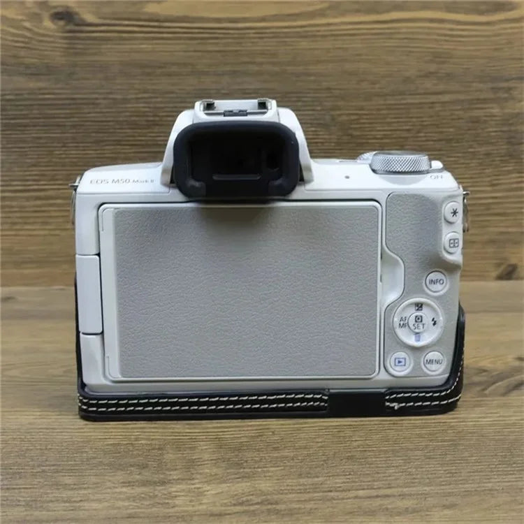For Canon EOS M50 Mark II PU Leather Bottom Case Half Body Camera Protection Cover