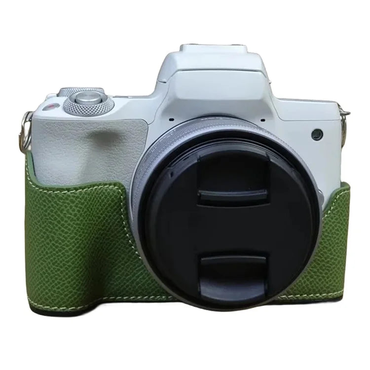 For Canon EOS M50 Mark II PU Leather Bottom Case Half Body Camera Protection Cover