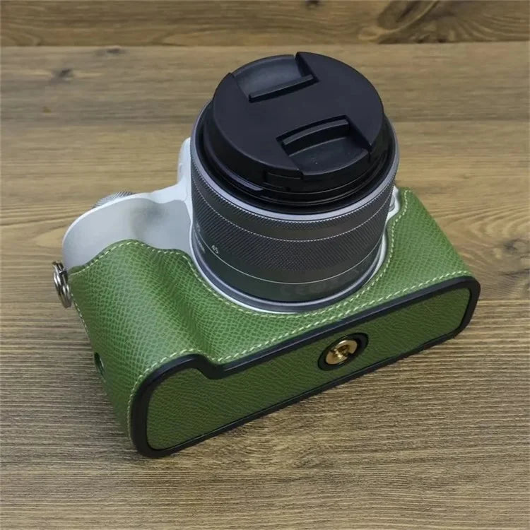 For Canon EOS M50 Mark II PU Leather Bottom Case Half Body Camera Protection Cover