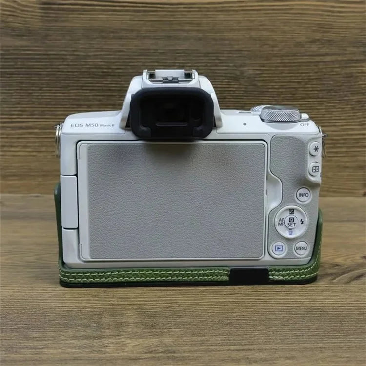 For Canon EOS M50 Mark II PU Leather Bottom Case Half Body Camera Protection Cover